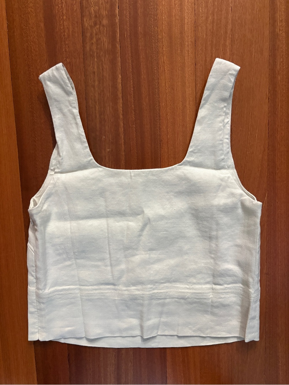 Everlane White Square-Neck Tank in Stretch Linen